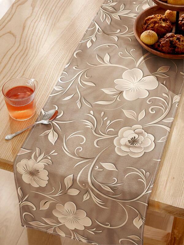 1 pieza Camino de mesa con estampado floral vintage, camino de mesa rectangular impreso por un solo lado, adecuado para comedor diario, cocina, decoración del hogar, gabinete para zapatos, gabinete de almacenamiento, reuniones interiores y exteriores, gran regalo para la familia