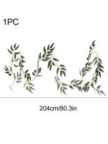 1 pièce Vigne de saule artificielle de 80,3 pouces, feuilles pendantes en plastique vert, décoration. Couronne de vigne de saule artificielle, pour le DIY, mariage, fête, jardin extérieur, maison, salon, chambre à coucher, mur, décoration de table, fête des mères, anniversaire, rentrée scolaire