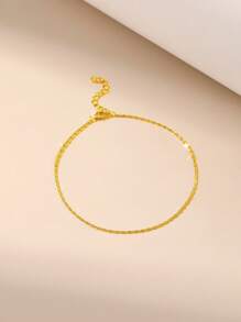 SYMFNY 1 peça Corrente de Tornozelo de Prata Esterlina 925, Pulseiras de Tornozelo Simples para Joias Femininas