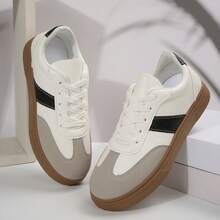 Casual Thick Sole Sneakers For Women Velvet Patchwork Design Lightweight Wear - 灰色 - 查看 3