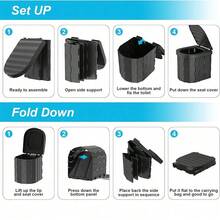 Folding Toilet Car Outdoor Travel Potty Portable For Camping Hiking Beach - Black - View 7