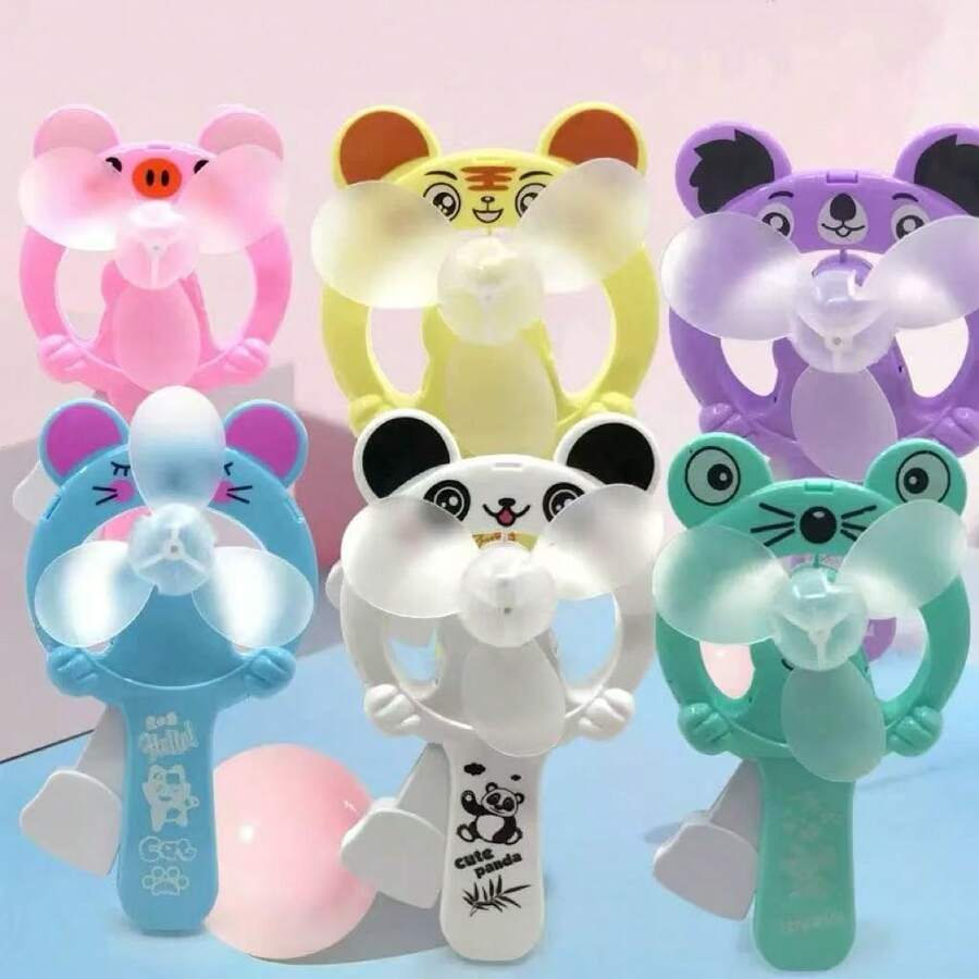 3pcs Portable Cartoon Mini Hand Pressure Fan, Random Color, Summer Promotional Gift - Multicolor - View 1