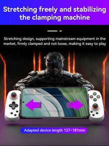 בקר Bluetooth Stretch למשחקים ניידים - קליפס טלפון מתכוונן בגודל 181 מ"מ | תמיכה בסטרימינג אלחוטי וסימולטור ארקייד (אנדרואיד/IOS) | קל לתפעול + מדריך התקנה קל בתמונות