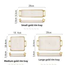 Light Luxury Tray Household Rectangular Cosmetics Storage Tray Living Room Water Cup Storage Hotel Apartment Storage Tray