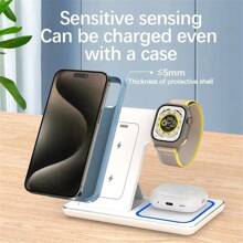 LED Fast Wireless Charger Stand 3 In 1 Foldable Charging Station For I Phone 16 15 14 13 12 A Pple Watch 9 8 7 6 5 Air Pods Pro