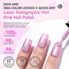 SAVILAND Holographic Nail Polish Pink: Metallic Chrome Nail Polish Air Dry Fast,10 Ml/0.34 Oz High Glossy Shimmer Glitter Nail Pigment Oil-Based Fingernail Polish