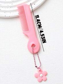 5pcs/Set Children's Cartoon Flower Mini Comb Set, Includes Flower Pendant, Convenient To Carry, Can Be Used As Backpack Decor Or Keychain, Suitable For Daily Home And Travel Hair Care, Ideal Gift For Girls - Multicolor - View 7