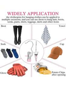 Premium Stainless Steel Clothes Clip, Adjustable Metal Pants Hanger With Clips,Laundry Clothes Nail With Hook, Portable Hanging Clothes Clip Decorations Costumes Decor Festival Decor Pants And Skirt Hangers With Grip Clips,Spring,Minimalist,Summer Tops