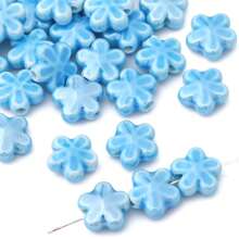 10 pezzi Perle in ceramica a forma di fiore da 12 mm per realizzare gioielli fai-da-te - Perle decorative multicolore vibranti per collane, braccialetti e accessori, forniture per hobby, perle con finitura lucida, perle vibranti, perle per la creazione di gioielli
