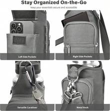 icolor Bolsa magnética para gimnasio, bolsa magnetica gimnasio,soporte para botella de agua, bolsa de transporte para botellas de gimnasio con bolsillos para teléfono y asa para el hombro (negro puro) - Gris,claro - Ver 8