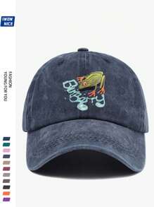 1pc Fashion Baseball Cap With "Funny Frog" Print, Adjustable Size, Unisex Urban Casual Baseball Hat, Vintage Breathable Design, Comfortable For All Seasons, Multiple Colors And Sizes Available, Suitable For Beach And Holiday (2025 Spring Series)