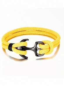1 pieza Brazalete con forma de cuerda y ancla náutica, brazalete de moda para hombres y mujeres, accesorio de viaje