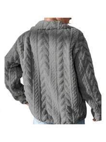 Winter  Jacket For Women Oversized Zipper Up 2025 Stand Collar With Pockets Baggy Coats - Xám - Xem 2