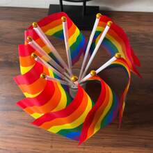 20pcs, Rainbow Pride Flag Small Mini Flag Lesbian Flag American Rainbow Flag Handheld LGBT Flag Rainbow Stick Gay And Girl Flag, Parade Party Decoration