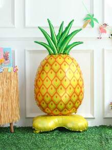 1pc Giant Pineapple Foil Balloon With Base - Summer Party Decoration, Hawaiian Theme, Suitable For Beach And Camping Parties, Tropical Party Decorations, Inflatable Tropical Decor, Summer Party Supplies