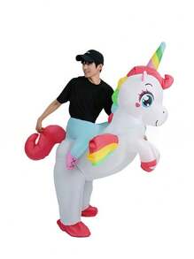 1 Stück buntes aufblasbares Einhorn Kostüm, süße Cartoon-Spaßfigur, geeignet für Halloween, Weihnachten, Feiertage, Geburtstagsfeiern, Cosplay, unisex