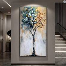 1pc Unframed Canvas Painting Abstract Fortune Tree Art, Unframed Wall Decor, Fashion Theme, Great For Living Room, Bedroom, Office, Bathroom, Bar, Hallway - Home Decor Gifts, Posters, Wall Art, Room Decoration Stuff, Modern