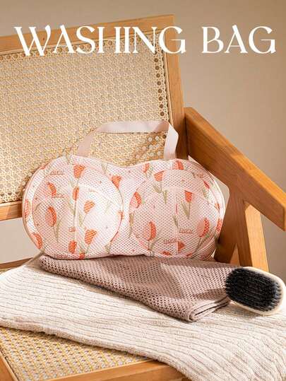 1 Túi giặt đồ lót họa tiết hoa tulip, Túi giặt đồ lót dày và chống biến dạng cho máy giặt