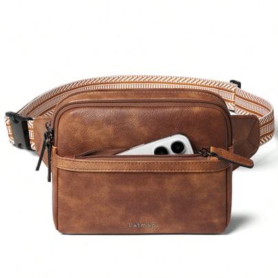 LATMAP Solid Colour Bum Bag For Women  PU Leather, Fashion Chest Bag Crossbody Bag, Outdoor Sports Lightweight Waist Bag Minimalist For Student ,Back To School Season Essentials & Holiday Essentials
