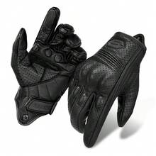 1 Pc Motorcycle Gloves Black Leather Riding Gloves Full Finger Glove Racing Protective Gear Touch Screen Motorbike Gloves Motorcross Moto Anti-Fall Protection Cycling Accessories Riding Essentials For Women Men Rider Gifts Summer - Multicolor - View 22