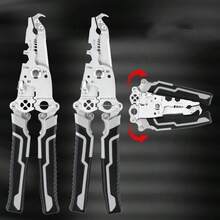 18 合 1 不锈钢多功能剥线钳，适合家庭使用 - 剥线、剥皮、拉线、压接、工业绕线、切割 - 銀色 - 查看 3