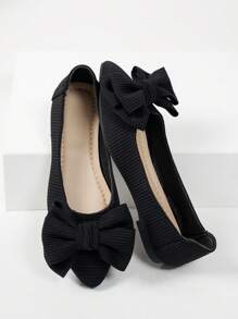 Women's Flat Ballet Flats With Bow Decor, Elegant And Comfortable For Work And Casual Wear, Pointed Toe Slip-On Shoes