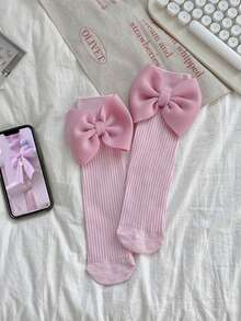 2025 Girls Princess Big Bow Mid-Calf Socks, Soft Polyester, Suitable For Summer And Winter - Multicolor - View 17