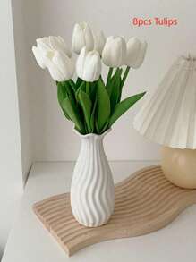 2pcs/10pcs WhiteTulip Artificial Flowers With Real Touch ,Fake Flowers,White Tulip Silk Flowers, Suitable For Mother's Day Gifts, Table Decoration, Wedding, Party, DIY Flower Bouquet, Home Decor, Artificial Plastic Flowers, Decorations, Wedding Decorations,Easter Spring Wreath Wedding Bouquet