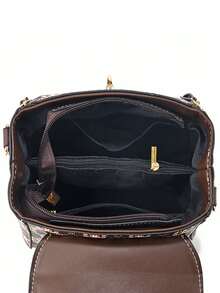 1pc Retro Floral Print One Shoulder Handbag, Twist Lock Flap Zipper Wallet, Elegant Women Purse For Holiday Outfit, Sweet Style Gift For Ladies