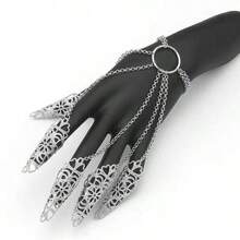 1pc Vintage Hollow Finger Chain, Gold Tassel Knuckle Hand Chain, Gothic Style Finger Chain, Luxury Creative Gothic Hand Decor, Niche Versatile Hand Accessory, Personalized Fashion, Exotic Style, Suitable For Performance Hand Decor And Daily Photo Shoot,Party Costume - Multicolor - View 4