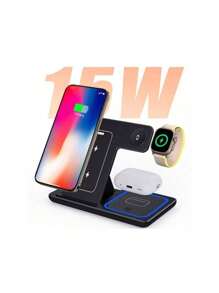 LED Fast Wireless Charger Stand 3 In 1 Foldable Charging Station For I Phone 16 15 14 13 12 A Pple Watch 9 8 7 6 5 Air Pods Pro
