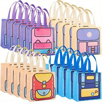 8pcs Cute Cartoon Non-Woven Tote Bags, Dopamine Cute Storage Bag, Gift Bag For Festivals Parties & Holidays - Perfect For Shopping, Gift Wrapping & All Ages, Small Gift Bags