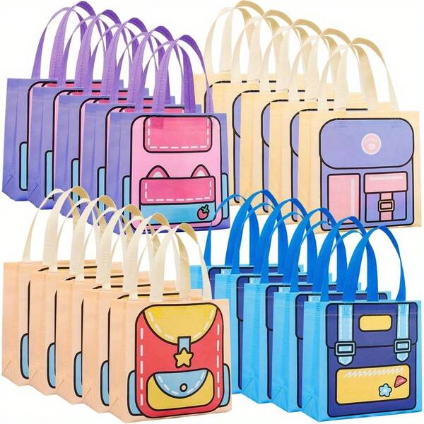 8pcs Cute Cartoon Non-Woven Tote Bags, Dopamine Cute Storage Bag, Gift Bag For Festivals Parties & Holidays - Perfect For Shopping, Gift Wrapping & All Ages, Small Gift Bags
