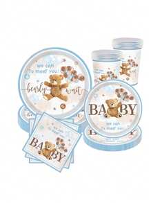 10 قطعة مناديل ورقية أطباق على شكل دب أرعوني للديكور، أطباق ورقية قابلة للتخلص منها على شكل دب أرعوني، لحفلات أعياد الميلاد والتجمعات العائلية