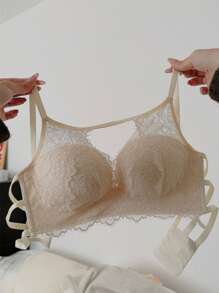 Women Sexy Lace Backless Wireless Push Up Bra For Small Bust [For Flat Chest]