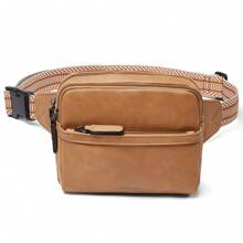 LATMAP Solid Colour Bum Bag For Women  PU Leather, Fashion Chest Bag Crossbody Bag, Outdoor Sports Lightweight Waist Bag Minimalist For Student ,Back To School Season Essentials & Holiday Essentials