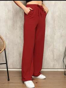 COMFORTABLE PANTS WITH LARGE POCKET - 紅色 - 查看 1