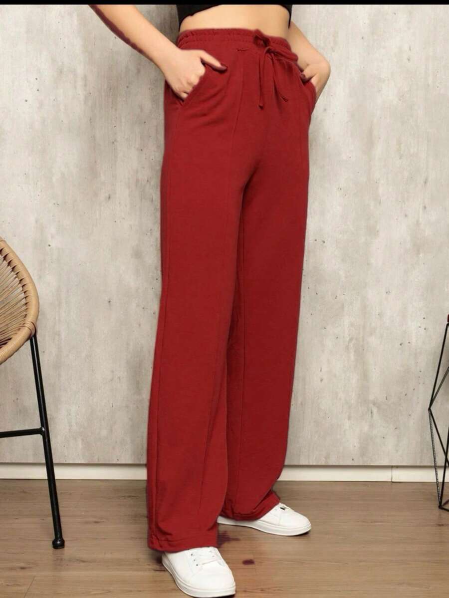 COMFORTABLE PANTS WITH LARGE POCKET - 紅色 - 查看 1