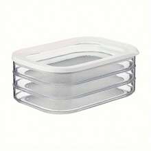 Set di contenitori impilabili in 3 piani per frigorifero con coperchi - ideali per carne, verdure e frutta - set di organizer da cucina in plastica