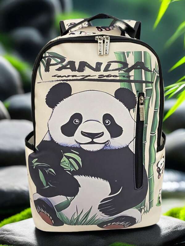 Panda Pattern Fashionable Large Capacity Backpack, Suitable For Men & Women, Essential For Travel, Holidays, Valentine's Day, Autumn/Winter