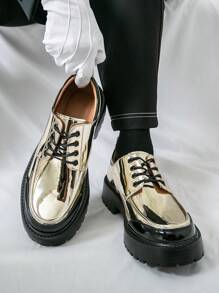 Casual Men Versatile Business Shoes, Korean Style Thick Sole Lightweight Dress Shoes For Work, Party, Wedding, Fashion