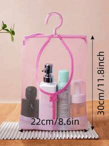 1 pezzo Organizer da bagno sospeso in rete, borsa da doccia pratica, bustina da viaggio per cosmetici, grande capacità e riutilizzabile