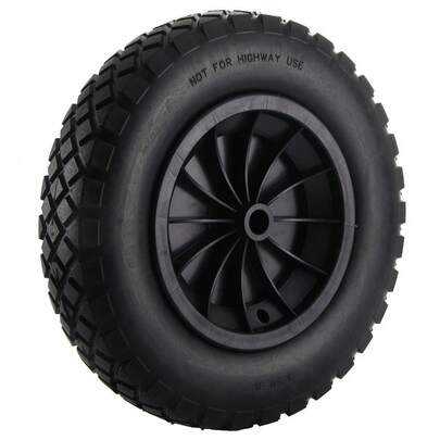 14" Wheelbarrow Wheel PU Puncture Proof Solid 3.50-8 Wheel Solid Tyre Rim Wheels Tyre Heavy Duty Replacement Tire For Garden Trolley Barrow Go Cart