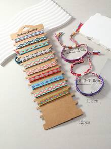 12pcs/Set Bohemian Style Friendship Bracelets, Machine Knitted + Handmade Woven, Vintage Handcraft Bracelets, Perfect For Beach Holiday