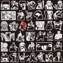 ONE PIECE 75PCS Cartoon Anime One Piece Zoro Black And White Stickers Cool Graffiti Decals DIY Phone Suitcase Laptop Fridge Wall Decoration Sticker Toy Room Decor Home Decor