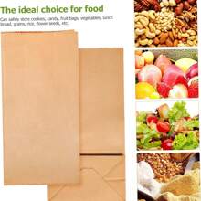 1 Set/100 Pcs Mini Kraft Paper Bags Durable Brown Paper Bags Small Cookie Party Gift Bags, Pastry Bread Paper Bags, Disposable Lunch Box Takeaway Packaging Kraft Paper, Nut Food Packaging Bags