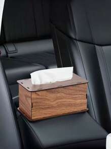 1pc Multifunctional Black Walnut Wood Grain Luxurious Bathroom/Toilet Tissue Box, Wooden Desktop/Wall-Mounted Napkin Holder For Living Room, Bedroom, Kitchen, DIY Assembly