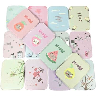 Kit 1/2/4 Espelhos Portátil de Bolsa Maquiagem c/ Mini Pente Quadrado