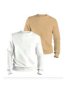 Kit Of Two Unisex Round Crew Neck Sweatshirt Tops MEN'S SWEATER - Multicolor - Ver 3