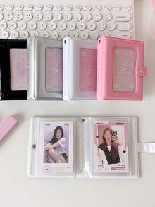 40-Pocket 3-Inch Mini Photo Card Holder Album, Hollow Heart Design Cartoon Photocards Collection Book For Kpop Fan , Back To School Gifts - Multicolor - View 2